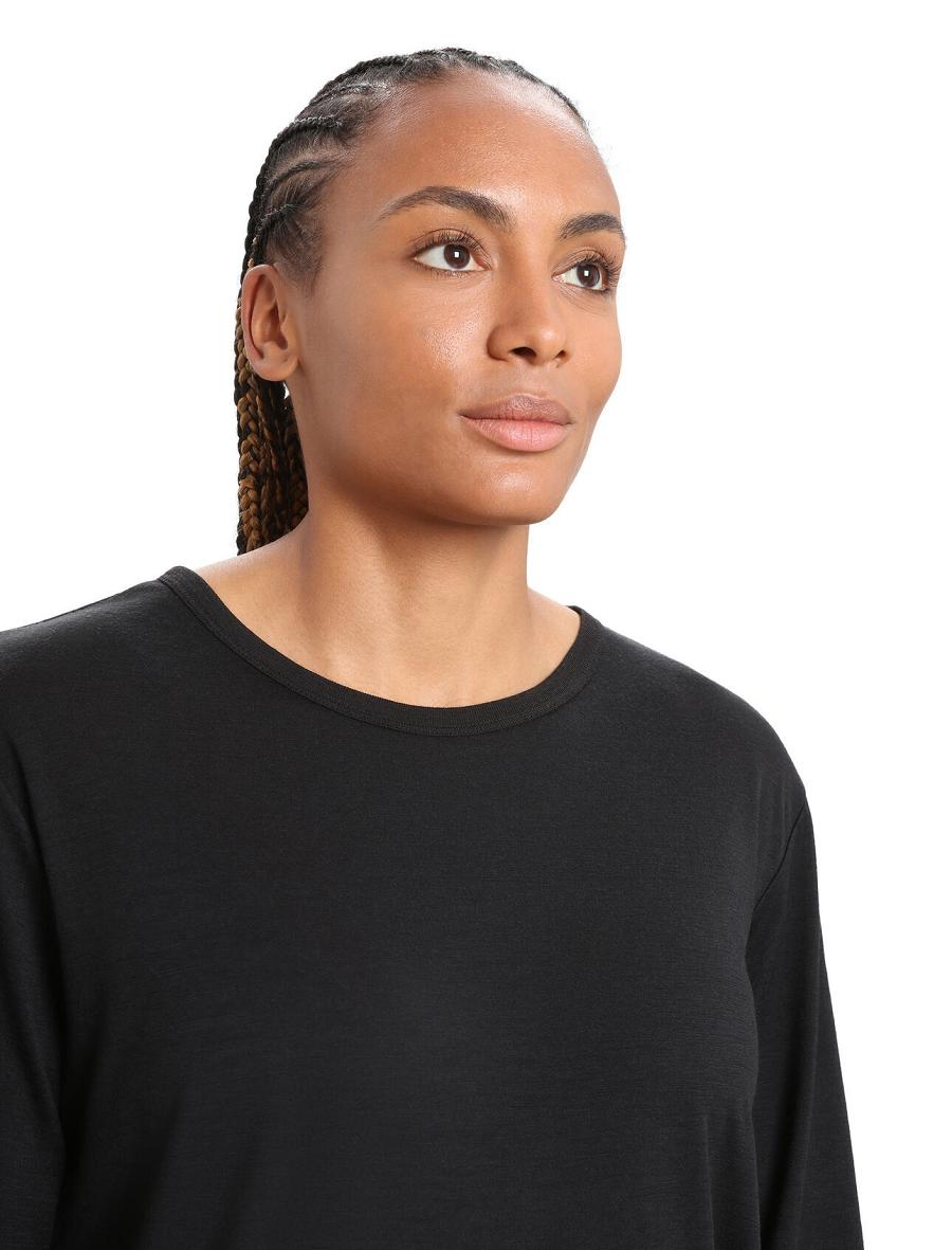 Black Icebreaker Merino Granary T-Shirt Women's Long Sleeve | AU 1639GSOL